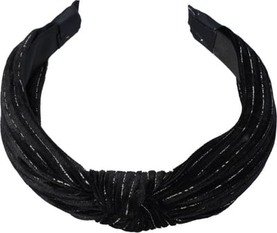 Haarsoires Haarband Diadeem 3cm – Knoop – Velvet - Glitter – Zwart - Zachte Haarbeugel - voor Dames & Meisjes