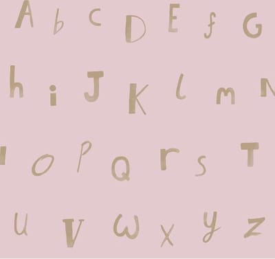 Dutch Wallcoverings - Make Believe Alphabet roze/goud