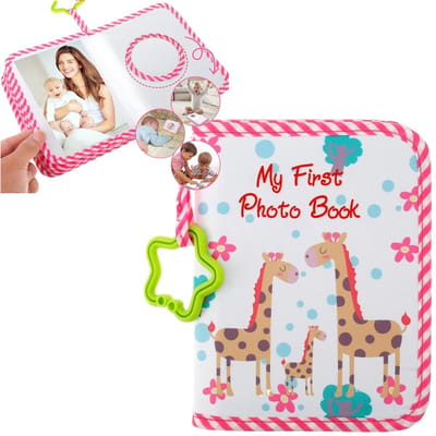 Babyfotoalbum - Zacht stoffen fotoalbum - Eerste fotoalbum voor pasgeborenen - Roze 18x14cm