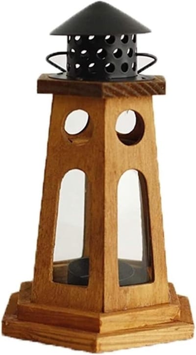 Houten Kandelaar - Draagbare Lamp - Huis Decoratie - Europees Design - 12x25cm - Wit