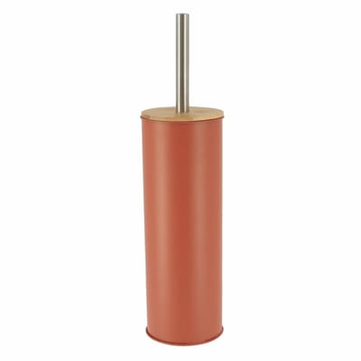 Tendance Toilet/badkamer toiletborstel met houder - Bamboo Vibe - terracotta - D10 x H40 cm