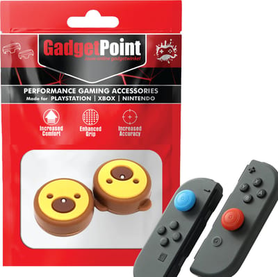 Gadgetpoint - Thumb Grips voor Nintendo Switch Joy-Con Controllers - Gaming Thumbgrips - Performance Anti-Slip Thumbsticks - Bescherming Accessoires - Dier - Geel/Bruin