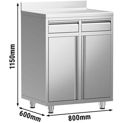 GGM Gastro Arbeitsschrank - für Kaffeemaschine - 800x600mm - mit 2 Schubladen, 2 Türen & Aufkantung