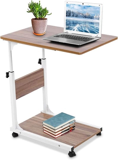 Bedtafel Laptop Bureau - Mobiele Werkplek - Thuiswerken Comfortabel - In Hoogte Verstelbaar - 60x40x80 cm - Eiken