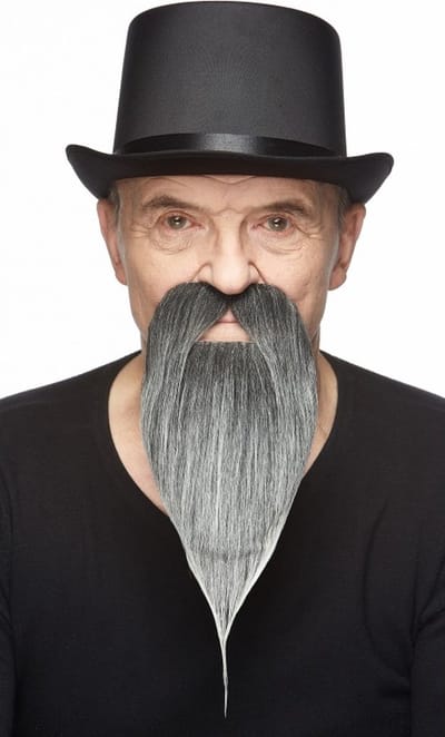 Partychimp Dwergen Baard met Snor Zelfklevend Nep Snor en Baard voor Carnaval Verkleedaccessoire - Grijs - Imitatiebont