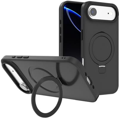 Backcover met onzichtbare standaard [Compatibel met MagSafe] Schokbestendig Hoesje - Geschikt voor: Apple iPhone 17 Air - Zwart