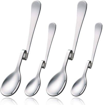 Allecto - Roestvrijstalen Lepels - Longdrinklepels met Knik - Ideaal voor Koffie en Latte Macchiato - Zilver - Honinglepel - Voor Keuken en Restaur..