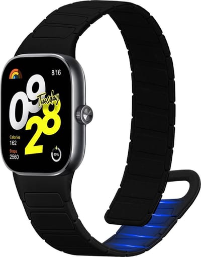 kwmobile sporthorloge band geschikt voor Xiaomi Redmi Watch 4 / Band 8 Pro bandje - Smartwatch of activity tracker polsband - Met magneetsluiting - In zwart