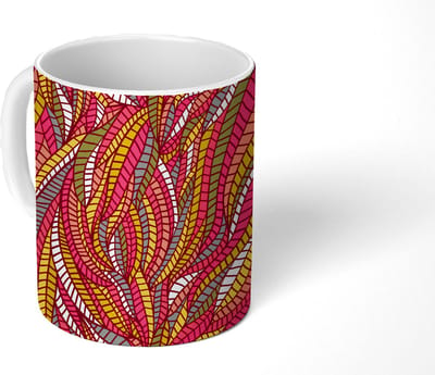 Mok - Koffiemok - Bladeren - Natuur - Patronen - Mokken - 350 ML - Beker - Koffiemokken - Theemok