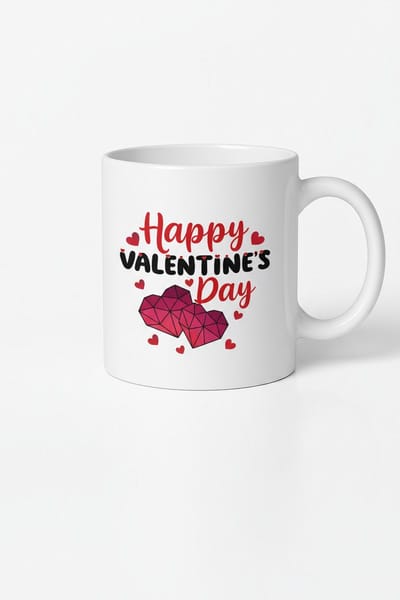 Happy Valentine's Day Mok | Romantisch Cadeau met Harten Design | Valentijnsdag Koffiemok