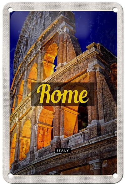 Blechschild Reise 12x18cm Rom Italien Colosseum Antik Dekoration