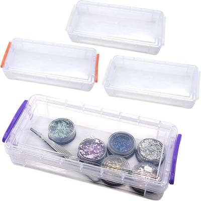Pen Tray met Deksel - 4 Stuks Plastic Organizer voor Kantoorbenodigdheden, Stapelbare Opbergdozen voor Kunst en Handwerk, Multifunctionele Opslagoplossing