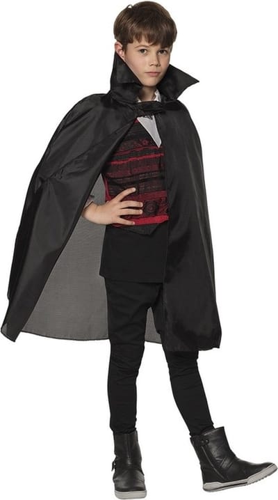 Halloween dracula verkleed cape voor kinderen - zwart - met kraag - 75 cm lang - carnaval