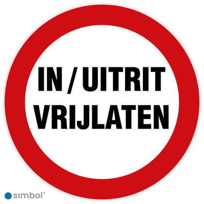 Simbol® - Stickers In/Uitrit vrijlaten - Formaat ø 5 cm.