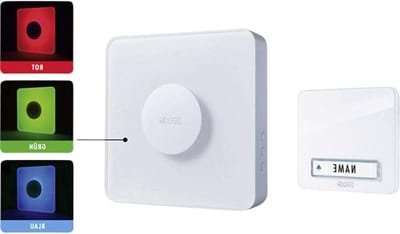 Draadloze Deurbel Set - Bel met Naamplaatje - Bezoekers Ontvangen - Verlichte Knop - 116 x 116 mm - Zwart
