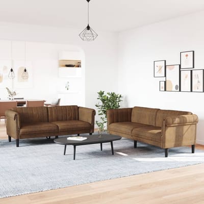 vidaXL - 2-delige - Loungeset - fluweel - bruin