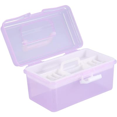 Multifunctionele Nail Art Manicure Make-up Cosmetische Gereedschap Container Opbergdoos Koffer(Paars S) white