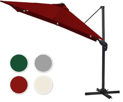 Parasol Rood met LED verlichting – Grote tuinparasol voor terras en balkon