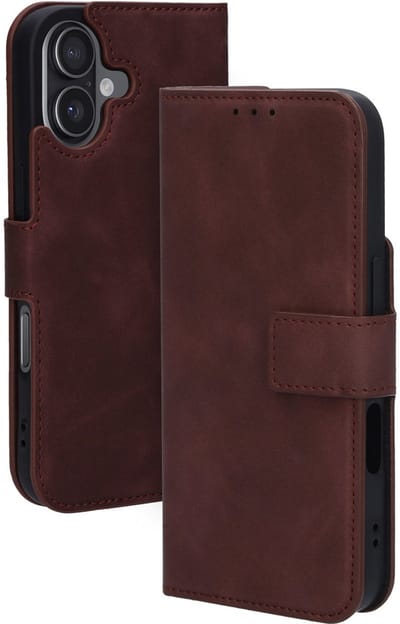 Mobiparts hoesje geschikt voor Apple iPhone 17 - Wallet/Boekhoesje - Eco Leer - Magneet Sluiting - Opberg vakken - Paars Rood