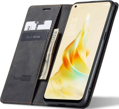 Hoesje geschikt voor Oppo Reno 8T 4G - Book Case Leer Slimline Zwart