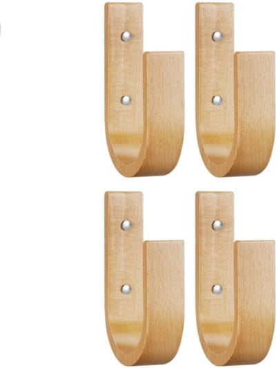 Gordijn Haken - Muurhouders - Decoratie Ophangen - U-Vorm Ontwerp - 4 Stuks - Houtkleur