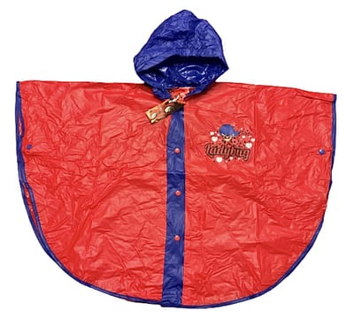 Miraculous Ladybug Regenponcho - Regencape - PVC - Rood/blauw - Maat 134/140 (±9/10 jaar)