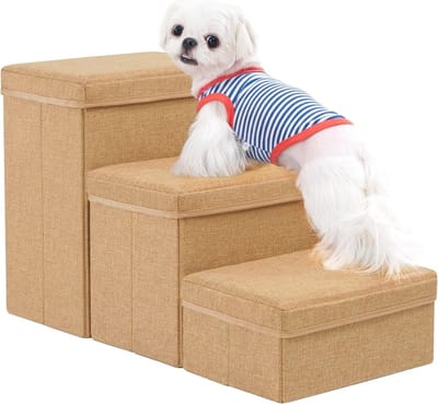 Hondentrap met opbergruimte - 3 Treden voor Kleine, Middelgrote en Grote Honden en Katten - Ideaal voor Oude Huisdieren