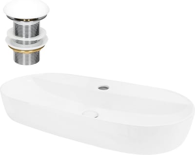 Wastafel incl. afvoerset wit zonder overloop 80x40x12 cm wit keramiek LuxeBath