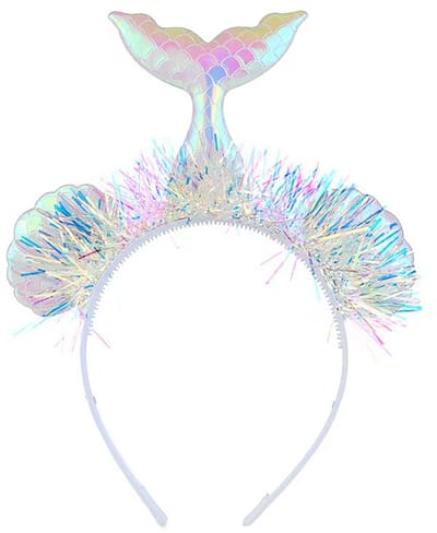 KIMU® Haarband Zeemeermin Parelmoer - Diadeem Schelpen Iridescent - Glitters Oceaan Oortjes Tule Mermaid Zee Water Schelp Schelpjes Festival
