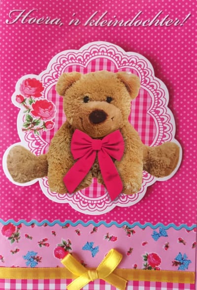Luxe Wenskaart Geboorte Kleindochter - Art of Cards - 11,5x17cm - Dubbele Kaart - Met Envelop - Luxe Wens Kaart - Greeting Card - 1 Stuks - In Folie Apart Verpakt - 213172 - Birth Granddaughter - Geburt Enkelin - Petite Fille