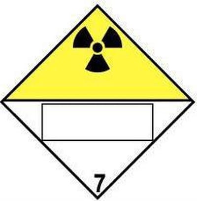 Beschrijfbare ADR klasse 7 sticker radioactieve stoffen 300 x 300 mm