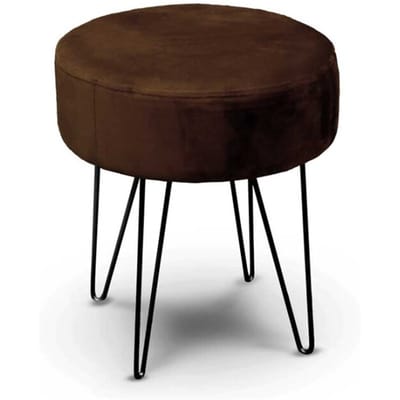 Unique Living Kruk Davy - velvet - donkerbruin - metaal/stof - D35 x H40 cm
