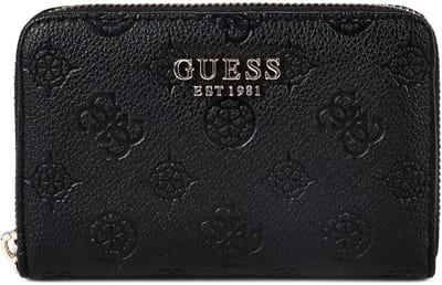 GUESS portemonnee Ella Logo SLG Zip Around Black Logo zwart