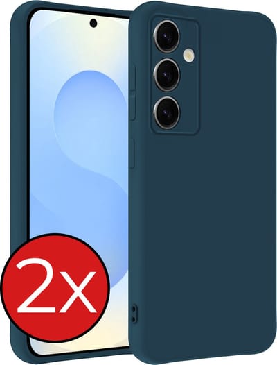 Hoesje - 2 Stuks - Geschikt voor Samsung Galaxy S25 - Sterk & Shockproof - Telefoonhoes - Back Cover - Case Siliconen - Telefoon Hoes - Donkerblauw