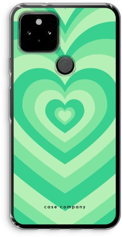 Case Company® - Hoesje geschikt voor Google Pixel 5 hoesje - Hart Groen - Soft Cover Telefoonhoesje - Bescherming aan alle Kanten en Schermrand
