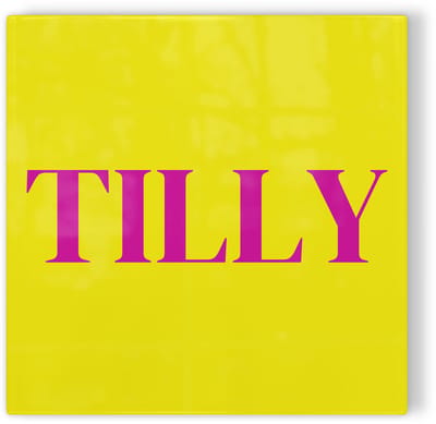 Tegeltje Tilburg Tilly - geel roze - tegeltje stad - tegeltje met tekst