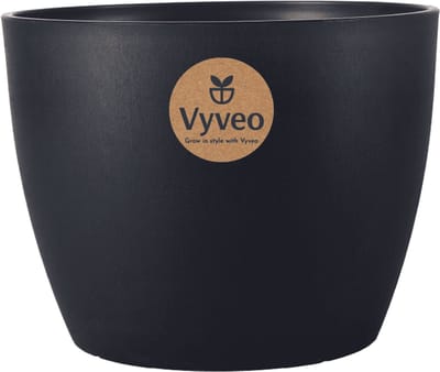 Vyveo - Bloempot Lunda - 14x10 - Zwart - Bloempot voor binnen en buiten - Lichtgewicht - Breukbestendig - Vorstbestendig - UV-bestendig