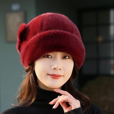 Chapeau en fourrure pour femmes en hiver imitant la fourrure de vison haut-de-forme chapeau à la mode en cuir chapeau chaud couvre-orteils one size brown