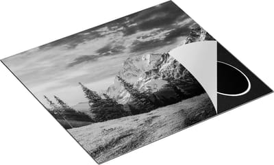 Chefcare Inductie Beschermer Alpen Landschap met een Kleurrijke Hemel - Zwart Wit - 60x50 cm - Afdekplaat Inductie - Kookplaat Beschermer - Inductie Mat