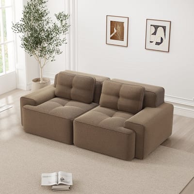 MODENUIT Sofa - Modulaire 2-Zits Met Diepe Zitting 74 Cm - Zonder Montage Voor Woonkamer - Corduroy Bruin