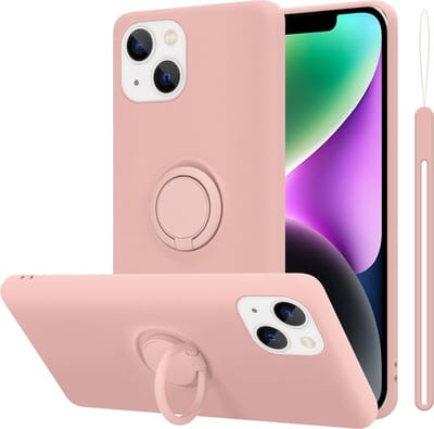 Cadorabo Hoesje geschikt voor Apple iPhone 14 in LIQUID ROZE - Beschermhoes van flexibel TPU silicone Case Cover met ring