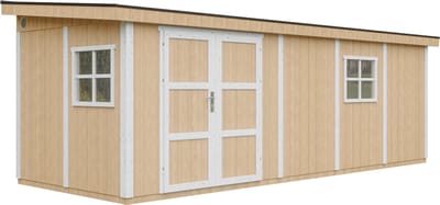 Timbela M941-HARVEST HONEY - LP SmartSide Tuinhuis op houtbasis - 14,3 m² - 648x248xH231 cm - met vloer en verf