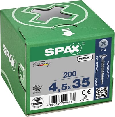 Spax Spaanplaatschroef Verzinkt PK 4.5 x 35 (200) - 200 stuks
