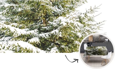 Kerst Tafelkleed - Kerstmis Decoratie - Tafellaken - Dennenboom - Kerst - Sneeuw - 300x150 cm - Kerstmis Versiering