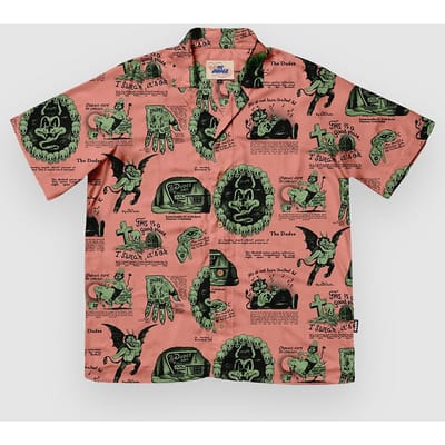 The Dudes Beelzebud Pink Green Hawaiian Shirt roze