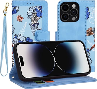 Hoesje geschikt voor Apple iPhone 14 Pro - Techsuit FlipCraft Book Wallet Case met koord - Vibrant Blue