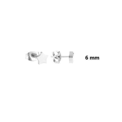 Aramat Jewels | Oorbellen | RVS Ster Oorbellen - Verjaardag Cadeau Oorstekers | 6mm / Zilverkleur | | | | Kinderen, Volwassenen | Verkleurd niet