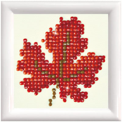Diamond Painting Kinderen - DDS.021F Diamond Dotz® - Rood herfstblad met lijst - Ronde steentjes - Volledig pakket