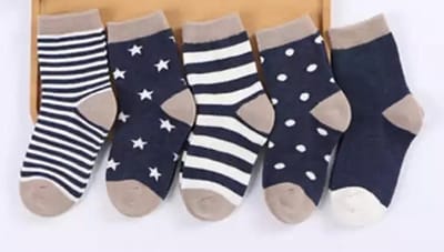 5 paar New born Baby sokken - Set babysokjes - 0-6 maanden - Donkerblauwe Babysokken - Multipack - Kraamcadeau voor Jongen of Meisje - Babyshower Cadeau - Kraammand