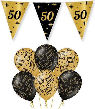 Paperdreams - Verjaardag 50 jaar feest pakket zwart/goud party-time